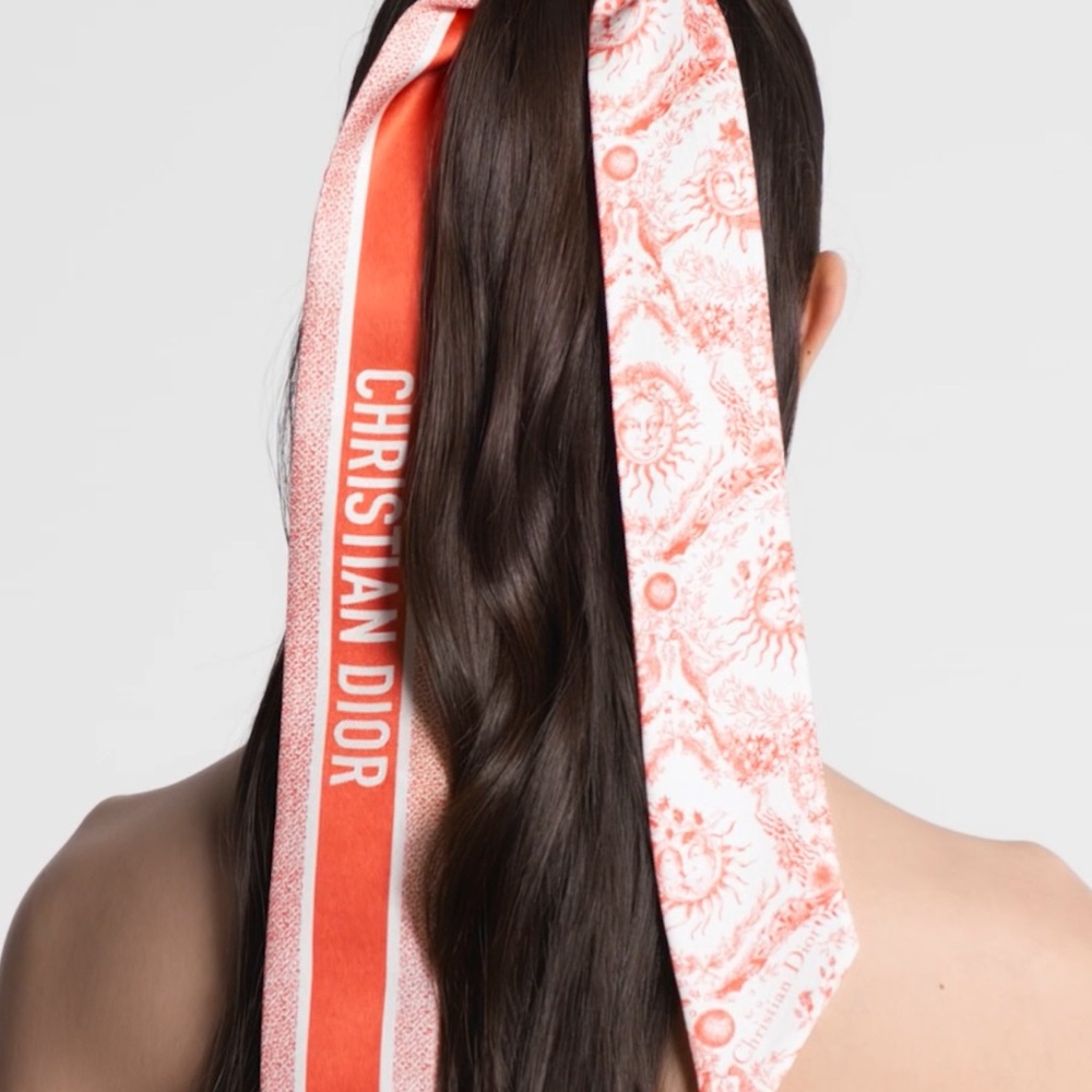 SOLD ❌ Dior Dioriviera Toile de Jouy Soleil Mitzah Silk Scarf | Orange / Coral - Picture 11 of 12